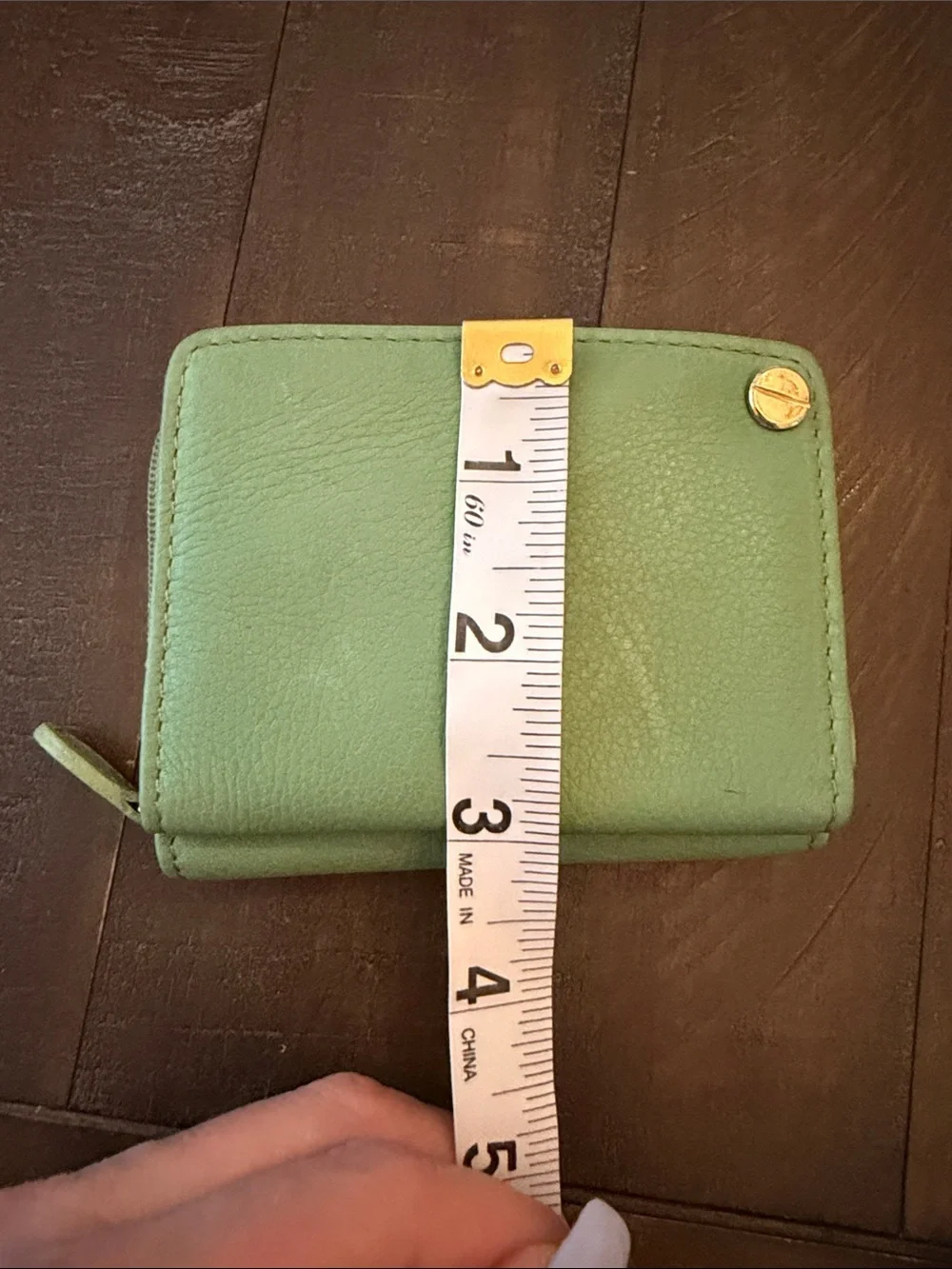 Rolfs Lazy Susan Kermit the frog Green Leather Zip Wallet with Gold Accent